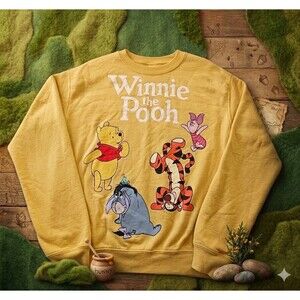 Disney Winnie the Pooh & Friends Sweatshirt S Yellow Graphic Hundred Acre Woods